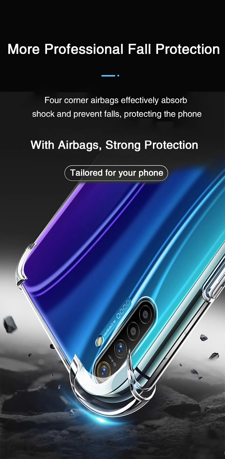 Vista frontal funda transparente
