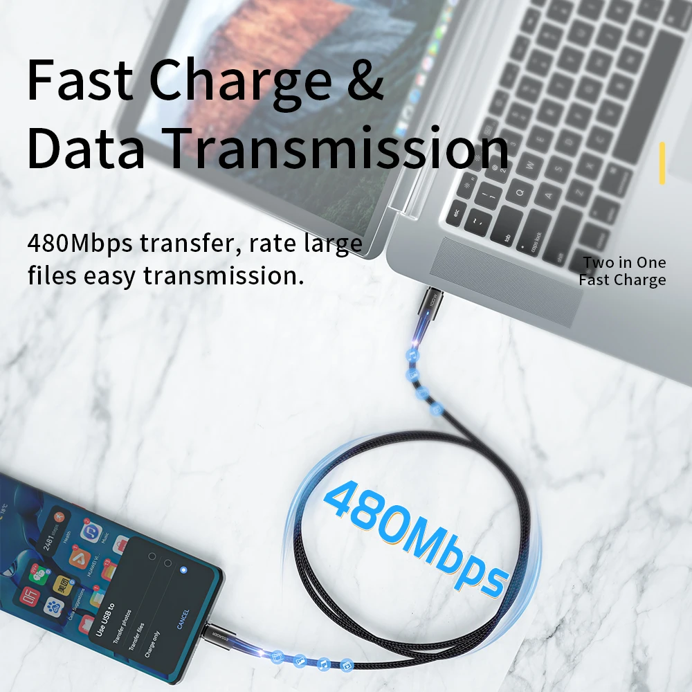 Essager PD100W Cable USB-C Carga Rápida QC 4.0 - imagen 3