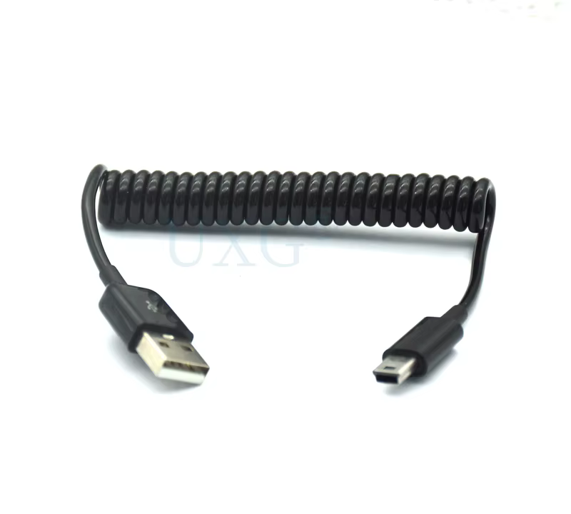 Cable USB 2.0 Mini USB 5 pines en espiral carga y datos - imagen 3