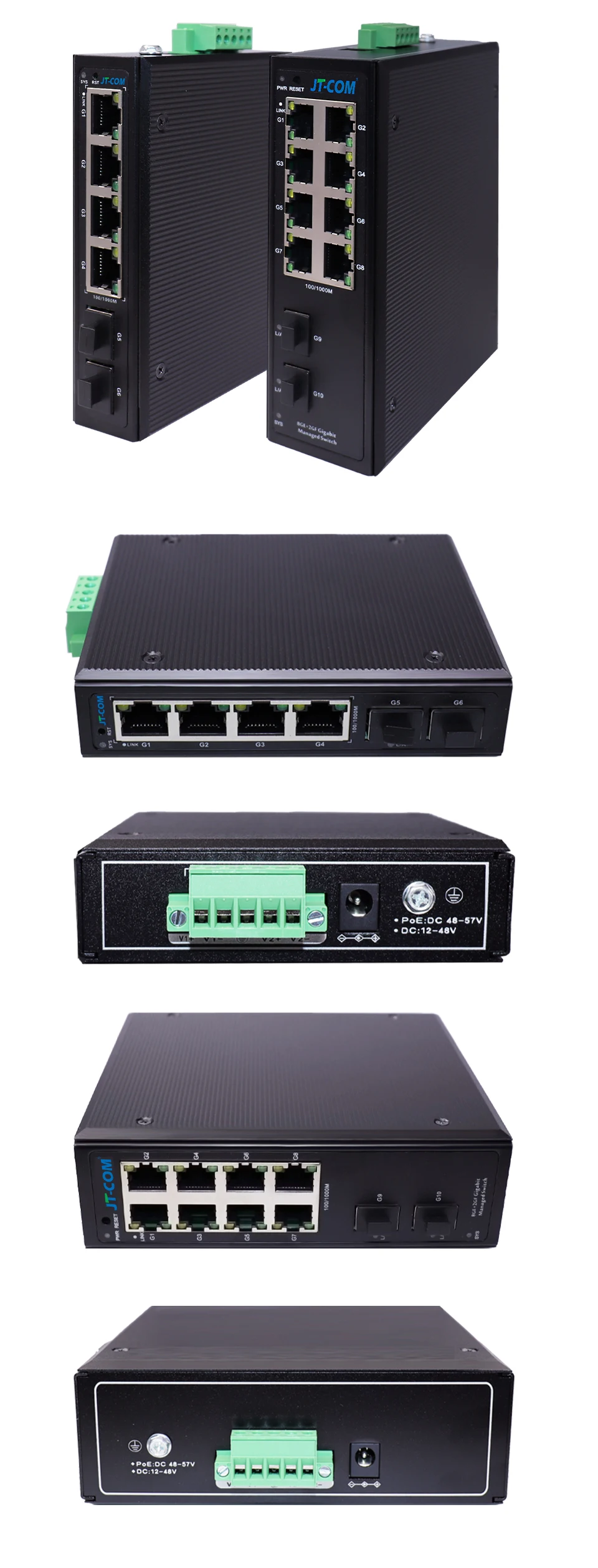 Conmutador Ethernet Gigabit JT-COM con puertos SFP y gestión web