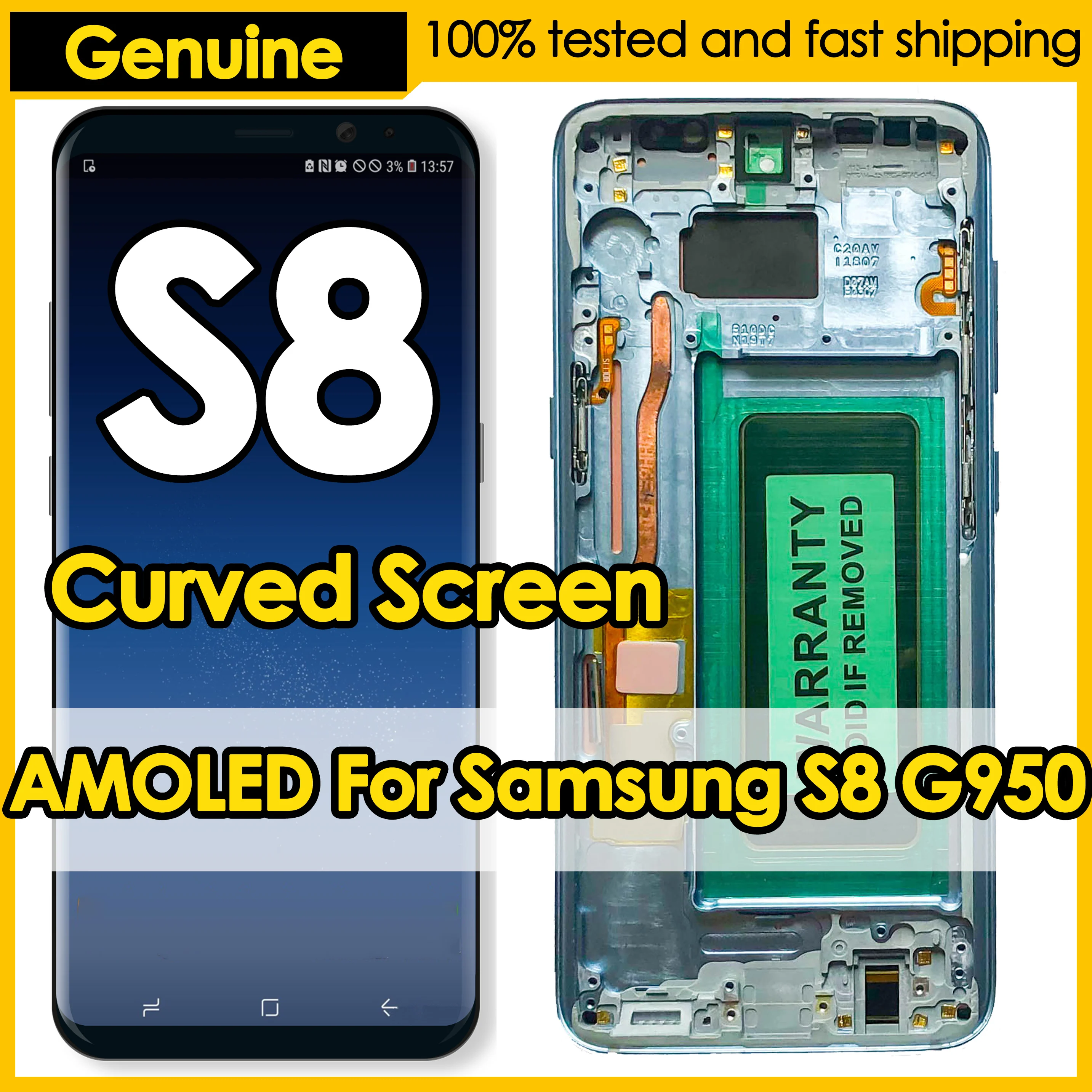 Pantalla Samsung Galaxy S8 AMOLED con Marco y Tactil