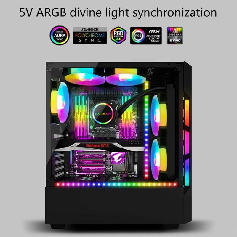 Coolmoon Tira LED RGB ARGB 4 Pines – Iluminación para Placa Base PC - imagen 4