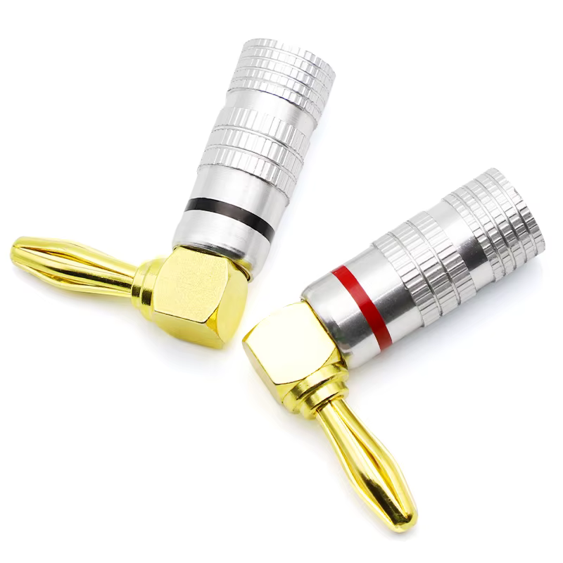 Conector Banana 90º Chapado en Oro 4 mm – Enchufe Altavoz HiFi Tornillo - imagen 4
