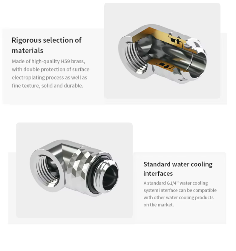 Detalle del acabado en latón del connector giratorio