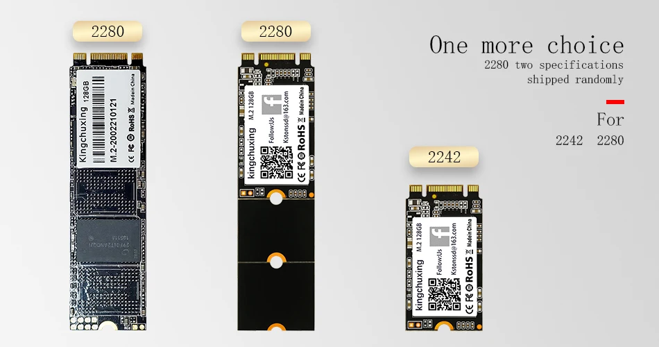 Vista frontal del SSD M.2 Kingchuxing