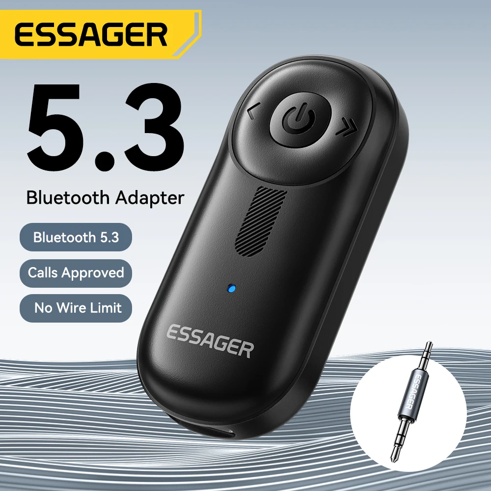 Essager Adaptador Bluetooth 5.3 AUX 3.5mm para Coche y Auriculares