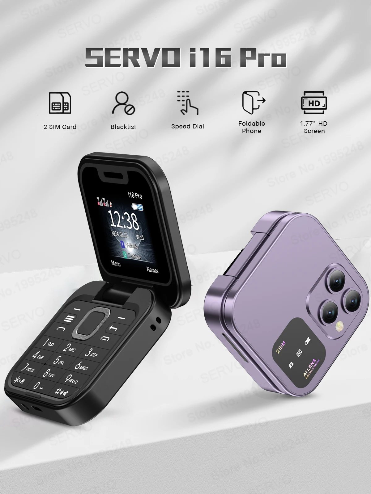 Detalle de la pantalla HD de 1.77 pulgadas del teléfono