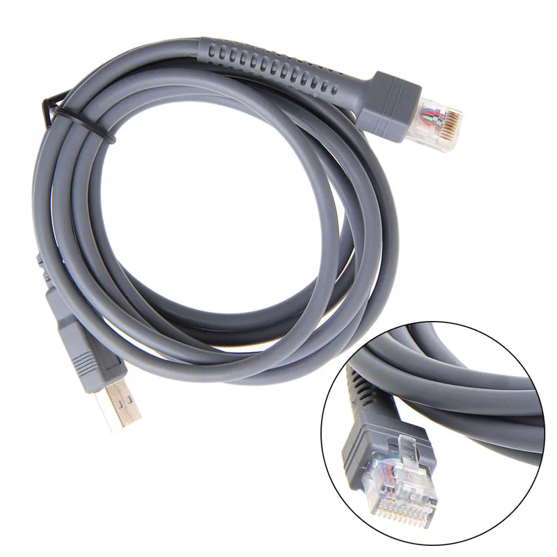 Vista del cable USB gris de 2 metros