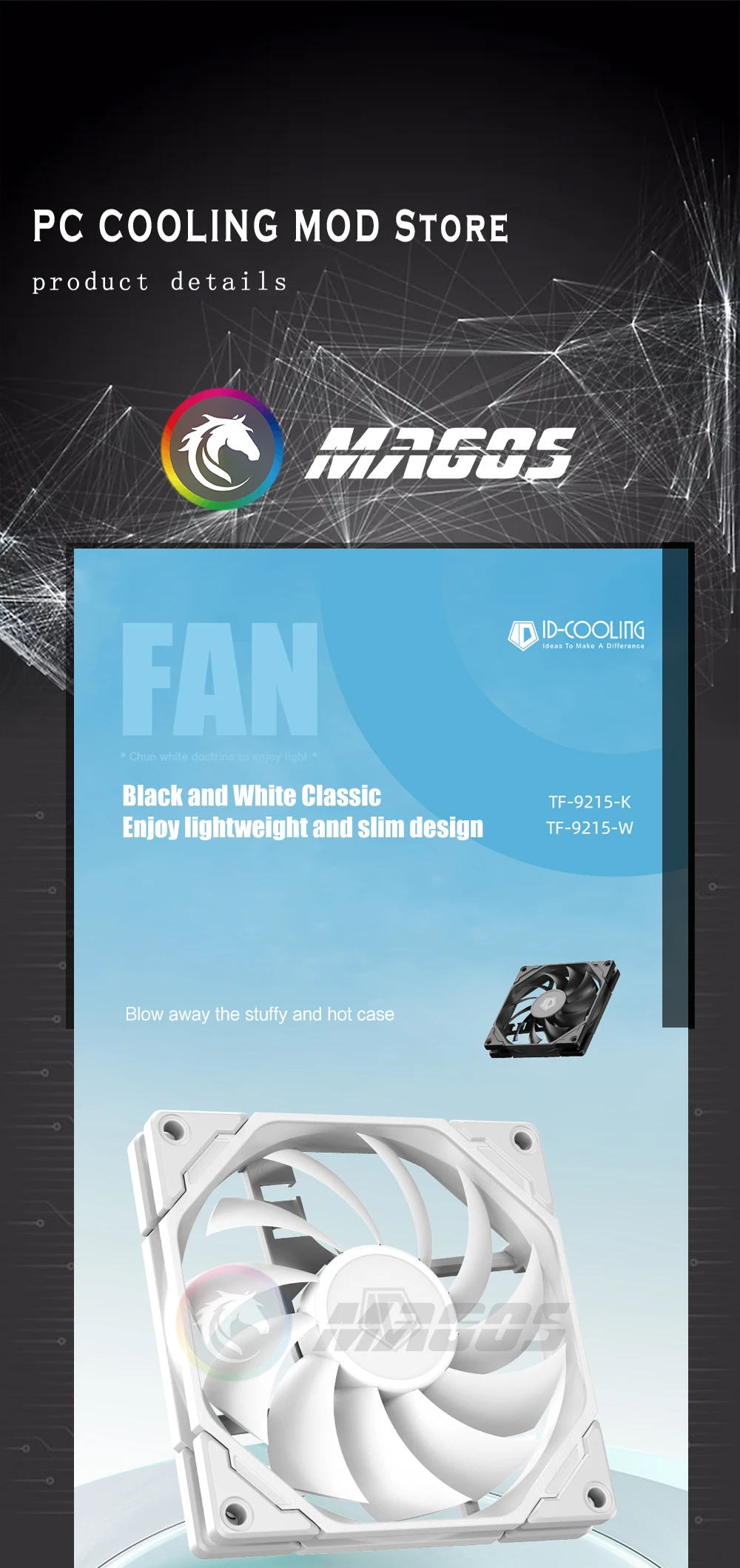 Ventilador en funcionamiento con luz RGB