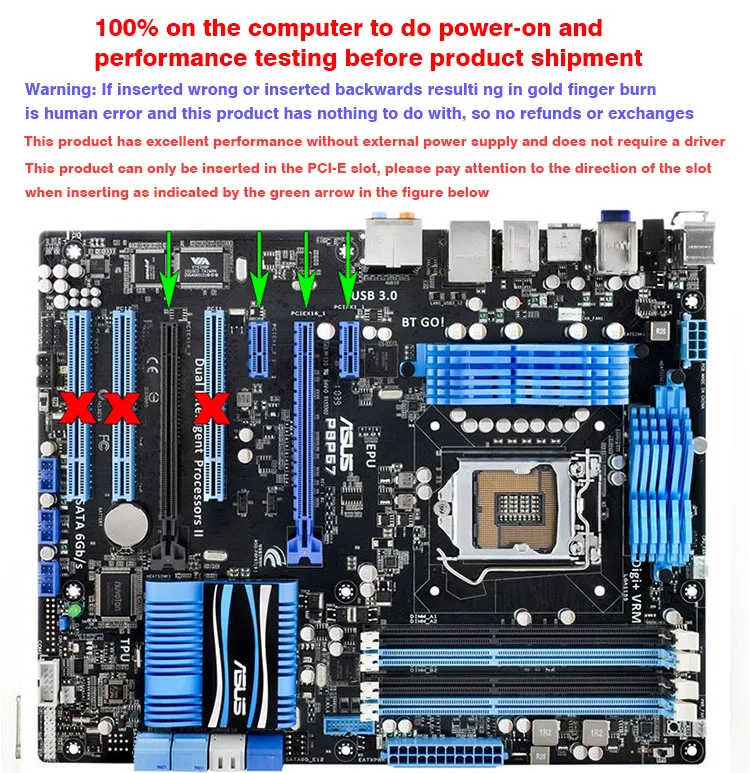 Vista frontal del cable PCI‑E