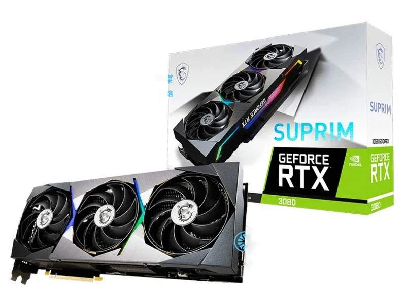 Imagen del radiador instalado en una GPU MSI RTX3080 SUPRIM X