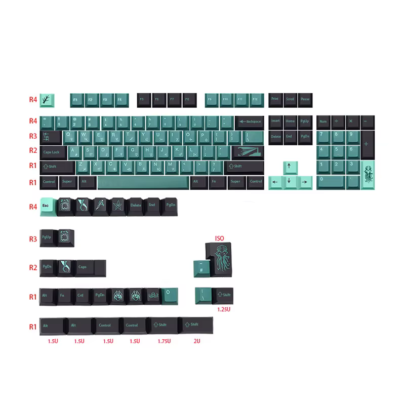 Teclas PBT sublimación perfil Cherry 140 teclas