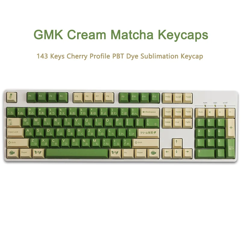 Keycaps PBT perfil Cherry con diseño matcha