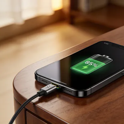 Smartphone cargando mostrando el indicador de batería.