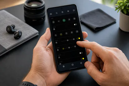Usuario configurando Camera Assistant para mostrar modos adicionales en One UI