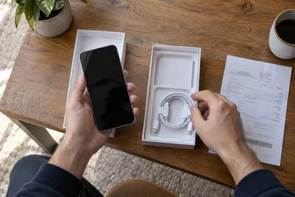 Revisión del cable y los accesorios incluidos en la caja de un móvil