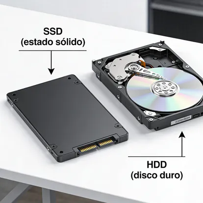 Comparativa visual entre un disco SSD y un disco duro HDD.