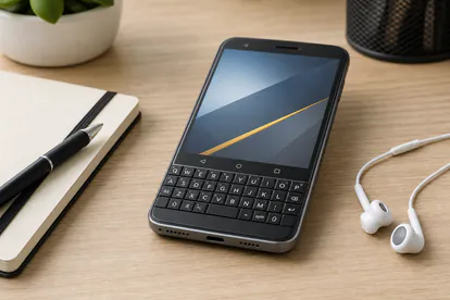 Smartphone Android compacto con pantalla cuadrada y teclado físico QWERTY