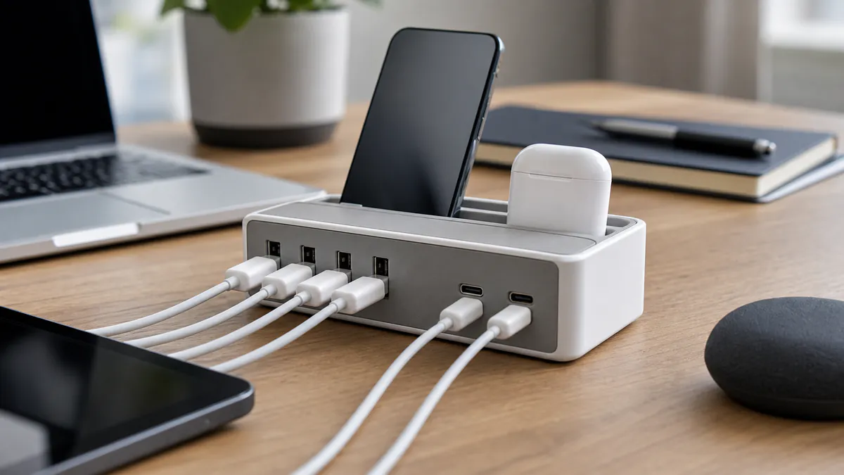Xiaomi estación de carga de escritorio: análisis de la base de carga con 4 puertos USB y 2 puertos USB-C